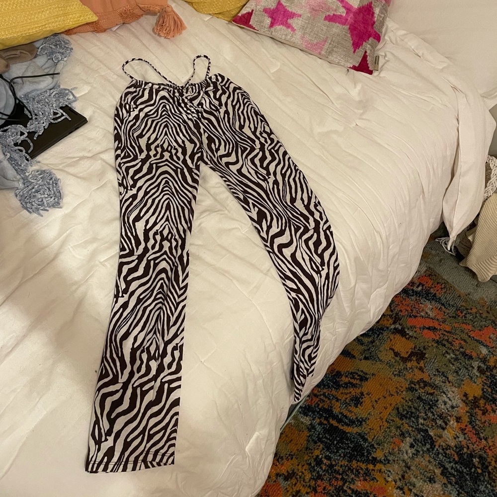 flare zebra pants with ties